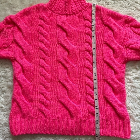 Anthropologie Sweater Mock Neck Cable-Knit Long Sleeve Neon Pink XXS - Picture 10 of 11